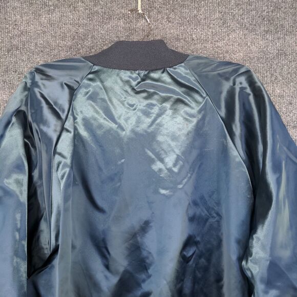 Men's Eagles Lodge #976 Bomber Jacket XXL Blue Snap Nylon Lined Vintage Made USA - Picture 7 of 13